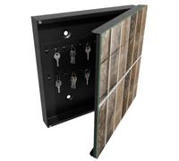 Tulup Caja para Llaves 30x30 cm | Negros | Derecha | Montaje en Pared | Azulejos cálidos | 50 Ganchos | Frente Decorativo de Cristal | Kit de Montaje Incluido | Organizador | de Metal
