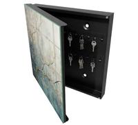 Tulup Caja para Llaves 30x30 cm | Negros | Izquierda | Montaje en Pared | Relajación en la naturaleza | 50 Ganchos | Frente Decorativo de Cristal | Organizador | Kit de Montaje Incluido | de Metal