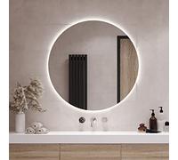 Tulup Espejo de Pared ⌀ 40 cm Espejo de Cristal Templado con iluminación LED Luz para baño salón Dormitorio - Blanco Neutro