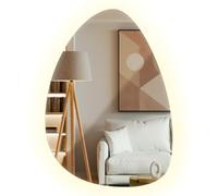 Tulup Espejo de Pared para Baño Retroiluminación 64x90 cm | Luz Neutra | Estilo Vintage | Original Forma | Instalación Vertical u Horizontal | Único Diseño | Sin Marco | Minimalista | Moderno