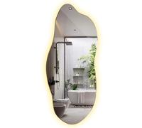 Tulup Espejo LED Forma Orgánica 35x80 cm Montaje en Pared con Iluminación para Baño Dormitorio de Maquillaje Luz Cálida para Colgar Ondulado Sin Marco Asimétrico Diseño Moderno Irregular