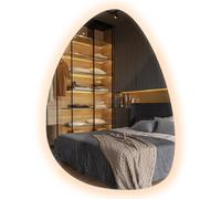 Tulup Espejo Orgánico para Colgar Iluminación LED 50x70 cm | Luz Cálida | Estilo Vintage | Original Forma | Moderno | Minimalista | Sin Marco | Único Diseño | Instalación Vertical u Horizontal