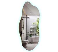 Tulup Grande Espejo 45x100 cm con Iluminación LED Luz Fría para Baño Dormitorio Sala de Estar Montaje en Pared de Maquillaje Sin Marco Forma Orgánica Asimétrico Irregular Forma Única Diseño