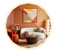 Tulup Grande Espejo Poligonal LED Sin Marco 100x100 cm con Iluminación Luz Cálida Moderno Minimalista Decoración Mural para Baño Dormitorio Corredor Comedor Salón Original Forma Retroiluminación