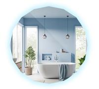 Tulup Grande Espejo Poligonal LED Sin Marco 100x100 cm con Iluminación Luz Frío Moderno Minimalista Decoración Mural para Baño Dormitorio Corredor Comedor Salón Original Forma Retroiluminación