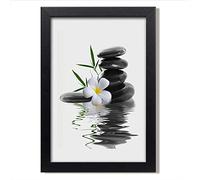 Tulup Imagen en el Marco MDF Marco Cuadro 70x100cm Impresión Pintura Salón Cocina Decoración de Pared Póster Impresiones - Orchidea e Pietre