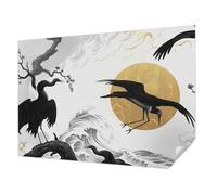 Tulup Papel Pintado Autocolante 108x146 cm Moderna Decoración de Pared para Dormitorio, Sala de Estar e Recibidor Autoadhesivo Fotográfico Resistente a las Manchas - Grullas negras