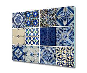 Tulup Tabla De Cortar Cocina 60x52cm - Vidrio Protector De Placa De Induccion - Azulejos