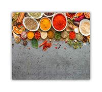 Tulup Tabla De Cortar Cocina 60x52cm - Vidrio Protector De Placa De Induccion - Especias Y Hierbas
