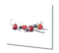 Tulup Tabla De Cortar Cocina 60x52cm - Vidrio Protector De Placa De Induccion - Frutas Del Bosque