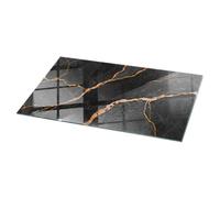 Tulup Tablero Superficie De Mesa Rectangular 140x70 cm in Vetro Grande para la Cocina, Comedor y Salón Encimera de Vidrio Superficie Lisa Decoración Moderno Cristal Templado - Motivo Mármol con Vetas