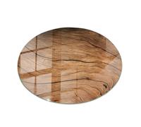 Tulup Vassoio di Vetro ⌀ 100 cm Redonda Moderno Decoración Moderno Cristal Templado para la Cocina, Comedor y Salón Encimera de Vidrio Superficie Lisa - Motivo Madera Natural