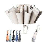 TUMAAOTU Paraguas compacto invertido con asa de mosquetón «Never Forget» - Paraguas de viaje resistente al viento y a la lluvia, apertura automática, marco duradero de 10 varillas para hombre y, L