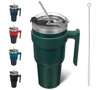Tumador BJPKPK con tapa de acero inoxidable de 40 oz de tapa con tapa y paja para agua o caf con caf Green Green