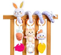 TUMAMA KIDS Espiral Carro Bebé, Juguetes Bebes 0 3 6 Meses, Juguete Carro Bebe, Regalos para Bebes, Peluche Juguete Sensorial para Recién Nacido - Conejito