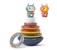 TUMAMA KIDS Juguete para bebé Torre apilable con música y anillos - 5 anillos apilables - Montessori Juguete apilable para bebés, juego de pirámide para bebés a partir de 6 8 9 12 meses 1 2 3 4 años