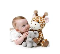 TUMAMA KIDS Juguetes Interactivos de Peluche para Niños Jirafa y Elefante Que Hablan y Cantan, Juguete Que imita y Repite lo Que Dices, Juguete Musical Electrónico para Niños Regalo