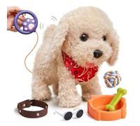 TUMAMA Perro de Juguete Que Anda y Ladra, Peluche Perrito Juguete Ladra y Anda, Perro Interactivo de Juguetes, Realista Interactivos para Niña 3 4 5 6 Años Regalos - Ladra y Camina, Sacudir La Cola