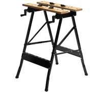 TUMAN Banco de Trabajo Plegable 76 × 56 × 62 cm | Mesa de Trabajo con Plataforma de Madera Regulable | Soporta hasta 100 kg | 4 Clavijas de Sujeción | para Carpintería, Bricolaje y Taller