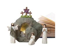 Tumba De Pascua En Resina - 17x17x6cm Estatua Decorativa De Belén De Pascua | Estatuilla Religiosa Casa E Iglesia | Chimenea Cristiana Y De Altar | Símbolo De Fe Y Resurrección
