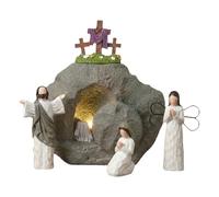 Tumba vacía Escena de Pascua Decoración Figuras de Jesús Pequeño Decoraciones religiosas de Pascua con Cruz para Interiores Casa de Vacaciones Adornos de Mesa