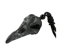 TUMBEELLUWA Collar con colgante de calavera de cuervo para colgante unisex de cabeza de cuervo tallada a mano con cordón negro ajustable, Geoda de ágata, Piedra de geoda de ágata