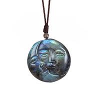 TUMBEELLUWA Collar con colgante de labradorita natural para collar unisex hecho a mano con amuleto de piedra de cristal con cordón ajustable, Piedra de cristal de labradorita, Piedra de cristal de