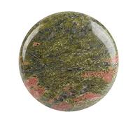 TUMBEELLUWA Piedra redonda de masaje pulida para alivio de la ansiedad, piedra de bolsillo de palma para terapia de raspado, Unakite