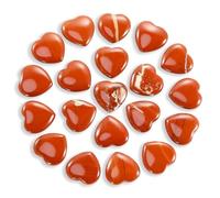 Tumbled Polished Natural Red Jasper Crystal Heart Stones, Crystals and Healing Stones Quartz Bulk for Wicca, Reiki, Healing Energy, Chakra Stones, Witchcraft Supplies(20Pcs)