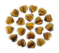 Tumbled Polished Natural Tigers Eye Crystal Heart Stones, Crystals and Healing Stones Quartz Bulk for Wicca, Reiki, Healing Energy, Chakra Stones, Witchcraft Supplies(20Pcs)