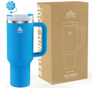 Tumbler 40oz - Taza Termica Cafe para llevar con Pajita y Tapa - Vaso Termico Acero Inoxidable con Asa - Bebidas frías y calientes - Fría durante 10 horas - Helada durante 48 horas - 1200ml - Azul