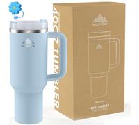 Tumbler 40oz - Taza Termica Cafe para llevar con Pajita y Tapa - Vaso Termico Acero Inoxidable con Asa - Bebidas frías y calientes - Fría durante 10 horas - Helada durante 48 horas - 1200ml - Glaciar