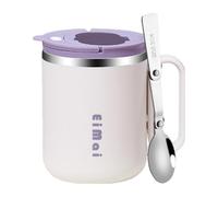 Tumbler con mango - 460 ml de tumblers aislados | Taza de viaje de café anti-escald con cuchara plegable | Taza de café de revestimiento de acero inoxidable con diseño de doble capa para aislamiento d