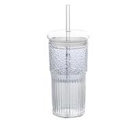 Tumbler Cups, Coffee Mugs With Straw, Glass Cup With Lid And Straw, smoothies Cup, Juices And Beer Glasses, Microwave Safe, 22oz Colorless 18 * 8.5in/7.09 * 35