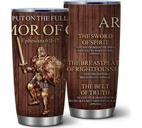Tumbo "Put The Full Armor of God" - 20 oz de Acero Inoxidable Aislado, Regalo Cristiano de Apreciación para Pastores, Amigos
