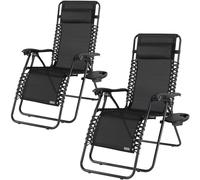 Tumbona 2 pzas plegable negro 165x65x113cm reclinable