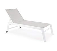 Tumbona alta de aluminio con ruedas Hilde blanco
