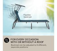 Tumbona Amalfi 70 x 37 x 200 cm Sombrilla de 5 peldaños Respaldo de acero tubular Resistente a la intemperie Blumfeldt