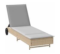 Tumbona arenis reclinable 3 posiciones + 2 ruedas gris/natural 80x179x55 cm