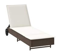 Tumbona arenis reclinable 3 posiciones + 2 ruedas marrón 80x179x55 cm