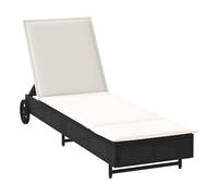Tumbona arenis reclinable 3 posiciones + 2 ruedas negro 80x179x55 cm