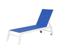 Tumbona barbados de textileno y aluminio azul/blanco