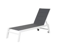 Tumbona barbados de textileno y aluminio gris/blanco