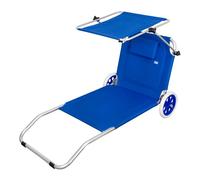 Aktive - Tumbona playa con ruedas, 62x117x62 cm, peso máx 110 kg, plegable, silla playa, con parasol, altura asiento 11 cm, color azul, acampada, exterior, jardín, terraza