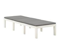 Tumbona con cojín de plástico blanco - Cama de jardín para terraza y jardín - Ligera, resistente a la intemperie y fácil de limpiar - perfecta para la relajación al aire libre