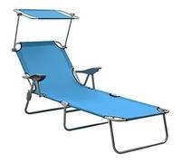 Tumbona con toldo, cómoda silla de descanso al aire libre para relajarse y tomar el sol, marco de acero