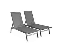 Tumbona de acero multi posiciones, set de 2 gris - 155x59x106 cm