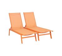 Tumbona de acero multi posiciones, set de 2 naranja - 155x59x106 cm