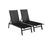 Tumbona de acero multi posiciones, set de 2 negro - 155x59x106 cm