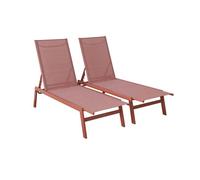 Tumbona de acero multi posiciones, set de 2 terracotta - 155x59x106 cm